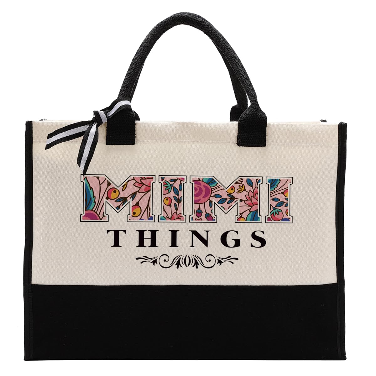 Mimi Gift, MIMI Things Tote Bag, Canvas Tote Bag for Gifting, Women Cotton Canvas Bag, Mommy Stuff Bag, Novelty Mimi Gift for Mother's Day Birthday Christmas, Reusable Shopping Bag Gift for Mom