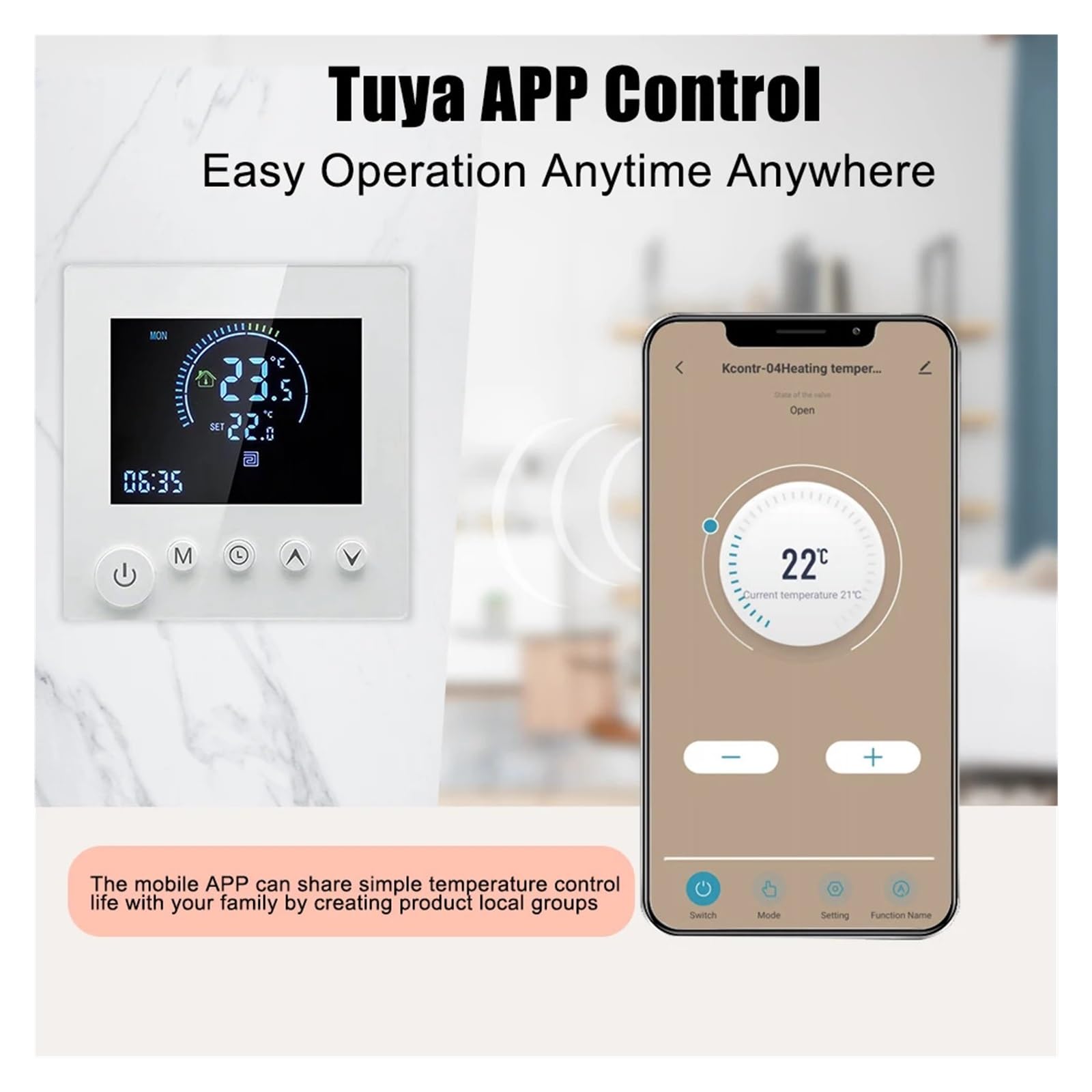 Inteligentny termostat, Inteligentny termostat czujnik NTC dotykowy LCD elektryczne podgrzewanie wody cyfrowy termoregulator programowalny regulator temperatury(ElectricHeating Wifi)