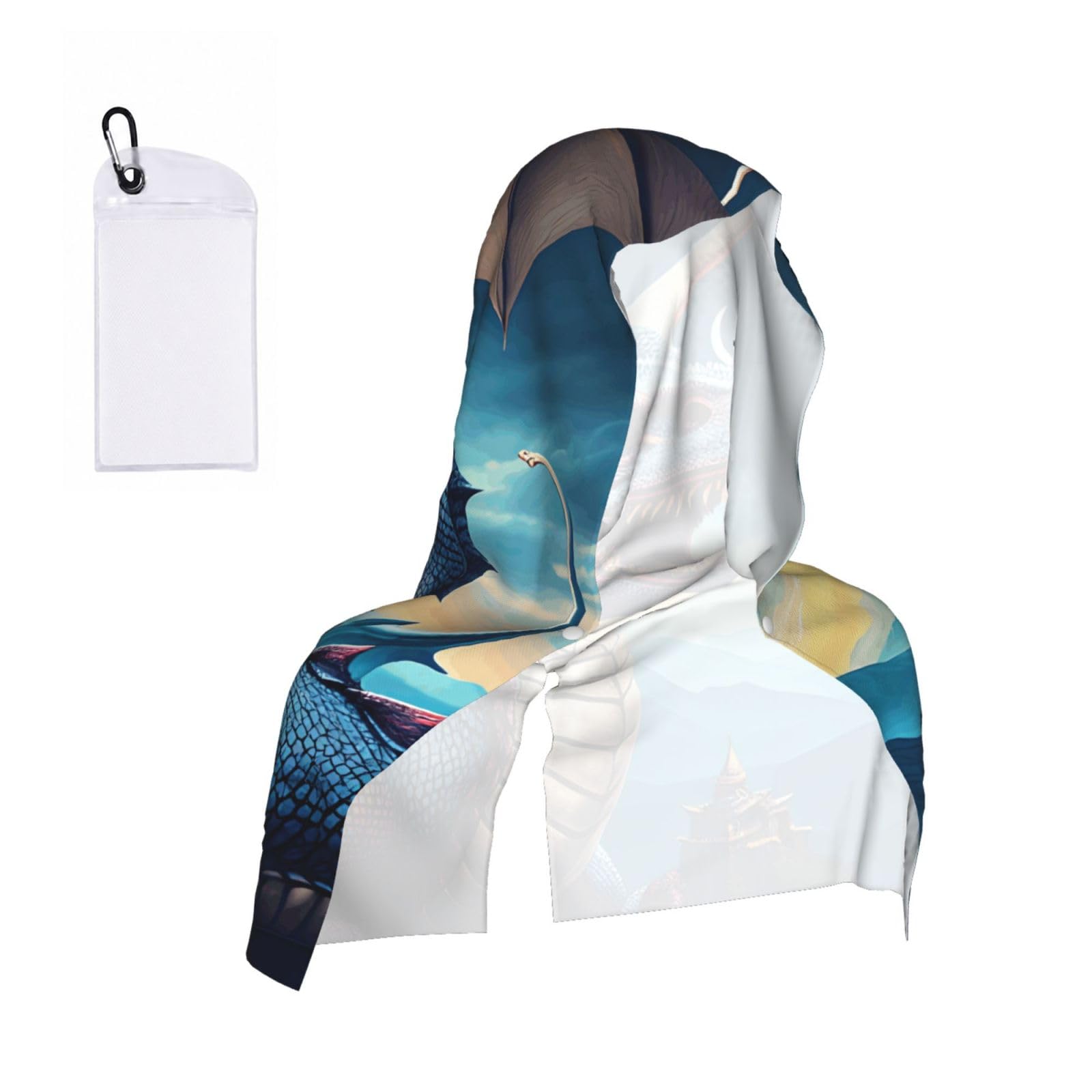 CNTDBU Roaring Dragon Cooling Towel Hooded-Instant Chill Neck Cover for Sports, UV Cooling Rag for Running Gym
