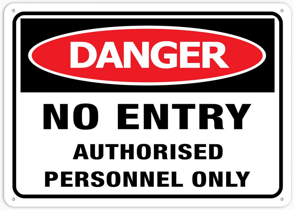 Danger No Entry Authorized Personnel Only Aluminum Metal Sign 8"x12" Rust-Free For Outdoor/Home/Business/Yard Use