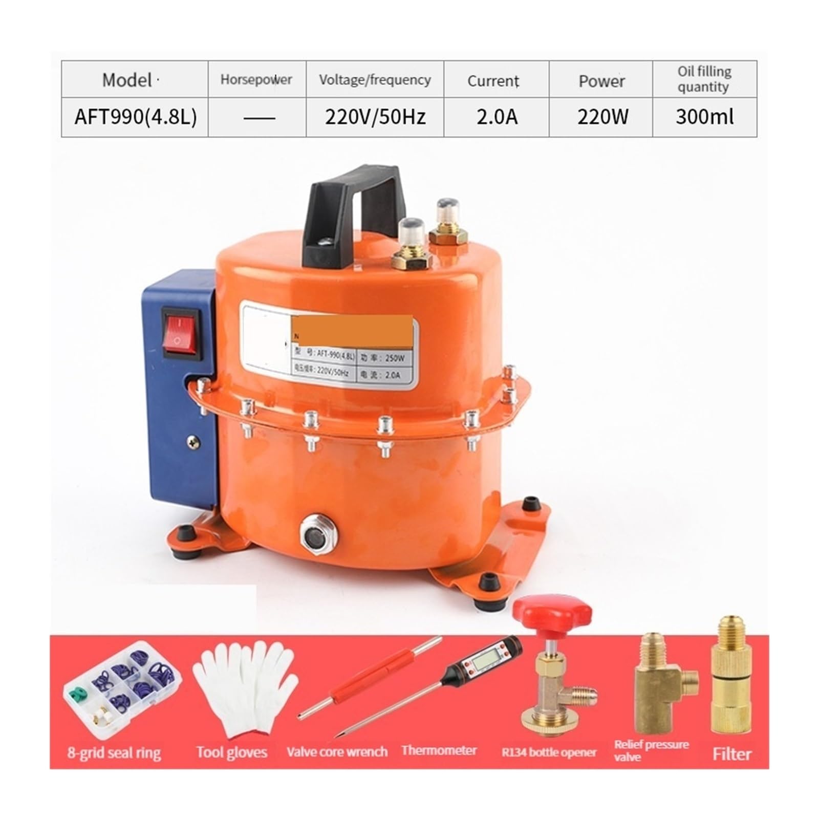 Bomba de vacío, Bomba de vacío for Aire Acondicionado Coche, Herramienta reparación Bombas detección Fugas presión, Bomba Ajustable Doble propósito
