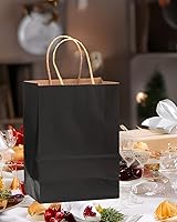 Vista 6 de qiqee 100-Packs Black Paper Gift Bags with Handles Bulk Assorted Sizes(33pcs Large 13", 33pcs Medium 11", 34pcs Small 8")