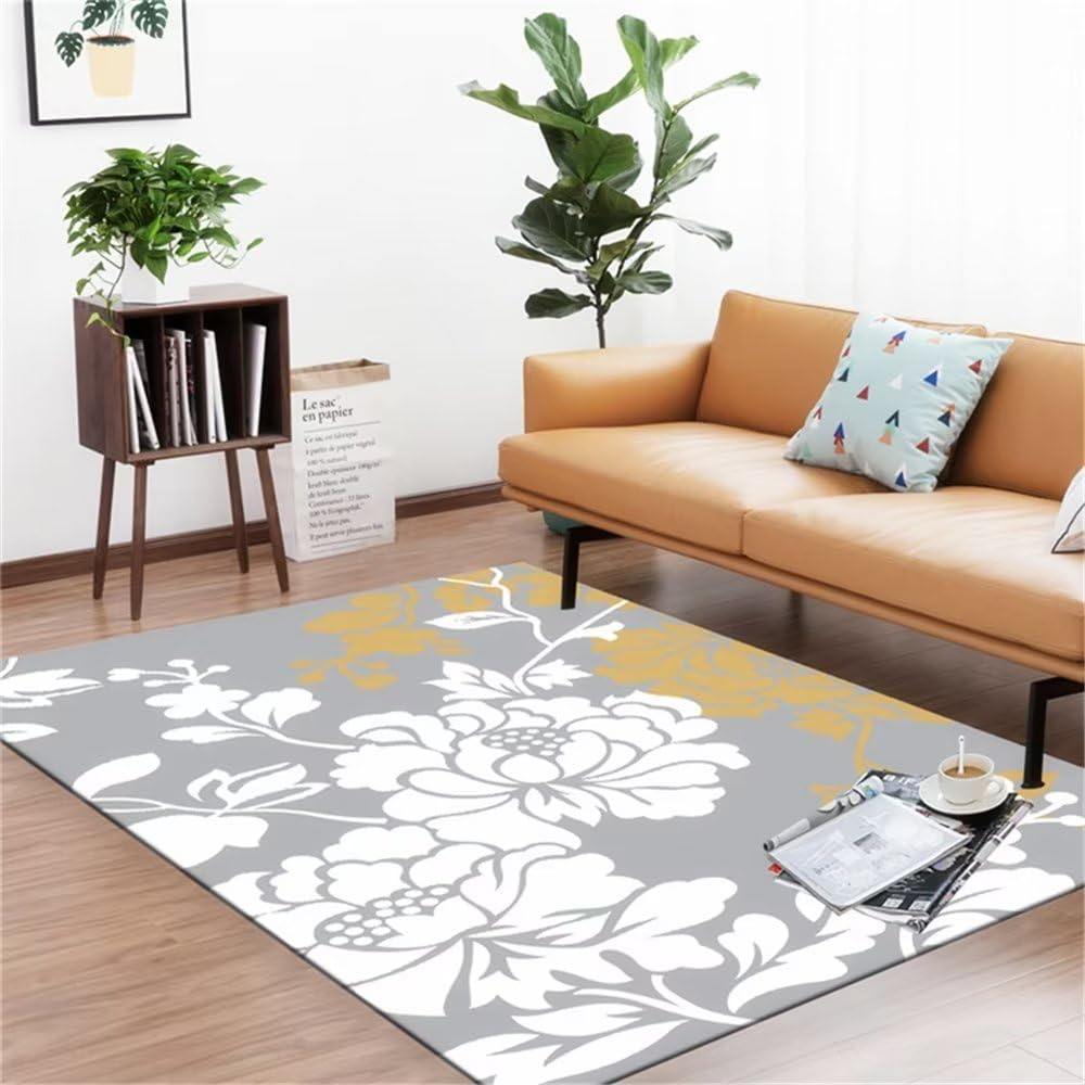 Tapis chambre ado fille gris pour protéger le sol du bureau et du canapé