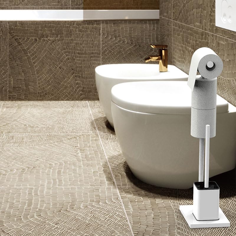 YUET Freestanding Toilet Roll Holders with Toilet Brush Free Standing Folding Paper Holder Stand Storage Stainless Steel Bathroom - Image 4