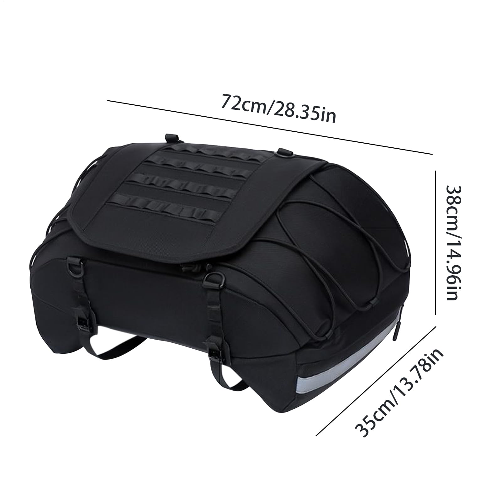 Sacoche de Moto Imperméable Sacoche de Selle Arrière pour Motos Imperméable | Bagage Coffre Moto Ajustable Réfléchissant Pour Nuit Trajets Navette Tourisme Road Trip