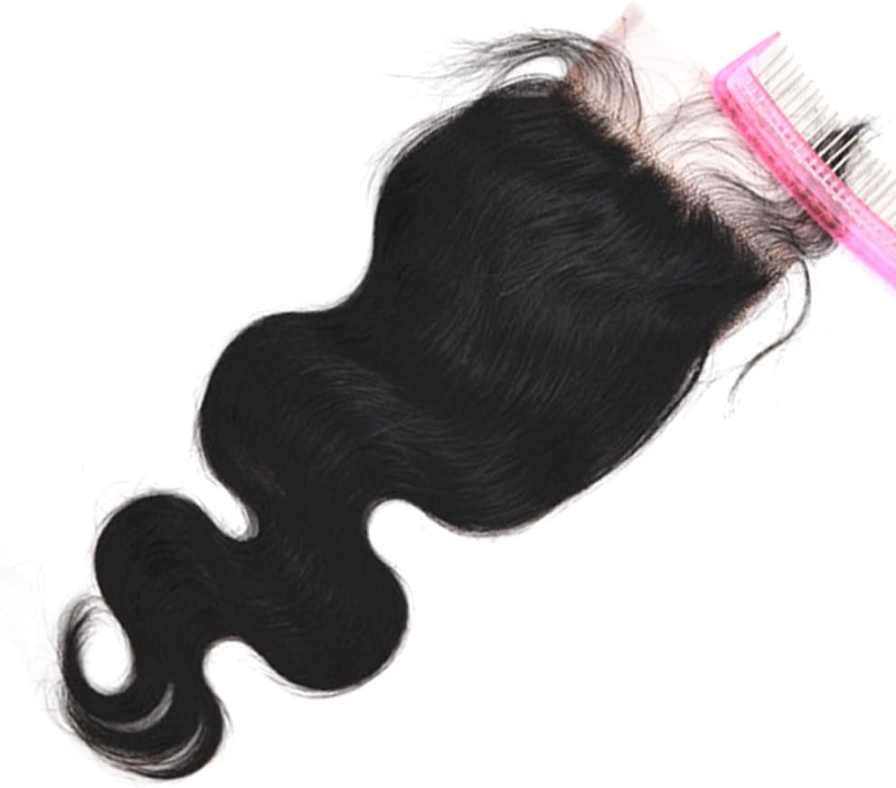 Crazy Queen Bleached Knots 4"x3.5" Body Wave Natural Black Free Part Virgin Hair Lace Closure 12"