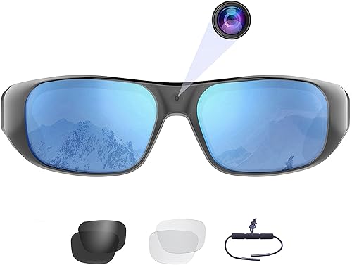 OhO - Lentes de cámara, 1080P con memoria integrada de 64 GB, lentes de sol UV400 para deportes al aire libre, unisex