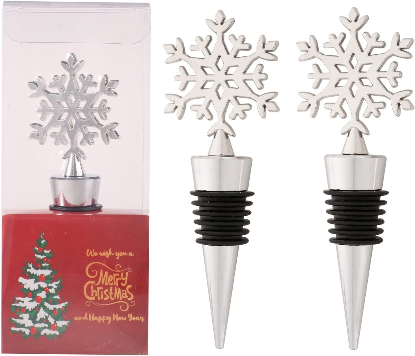 2 Pack Snowflake Wine Bottle Stopper for Christmas