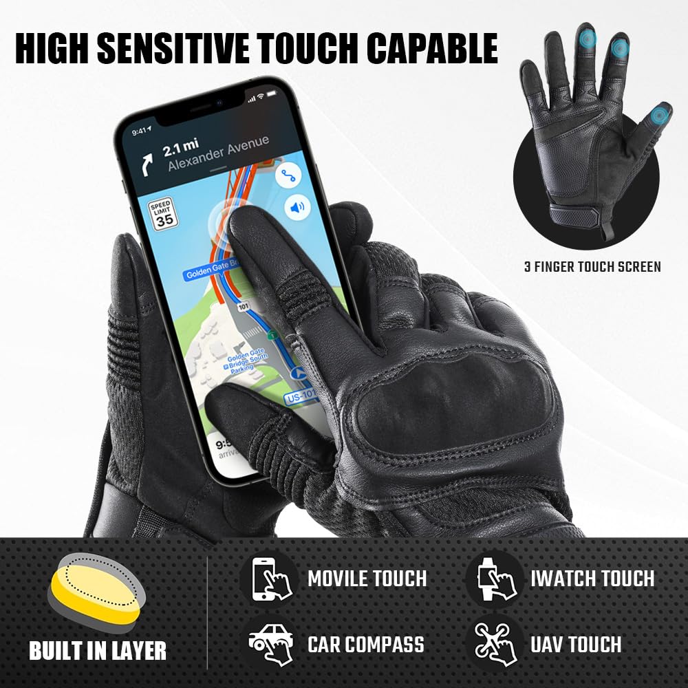 AXBXCX Motorcycle Gloves for Men - Ultimate Protection, Touchscreen Capable, Durable for Outdoor