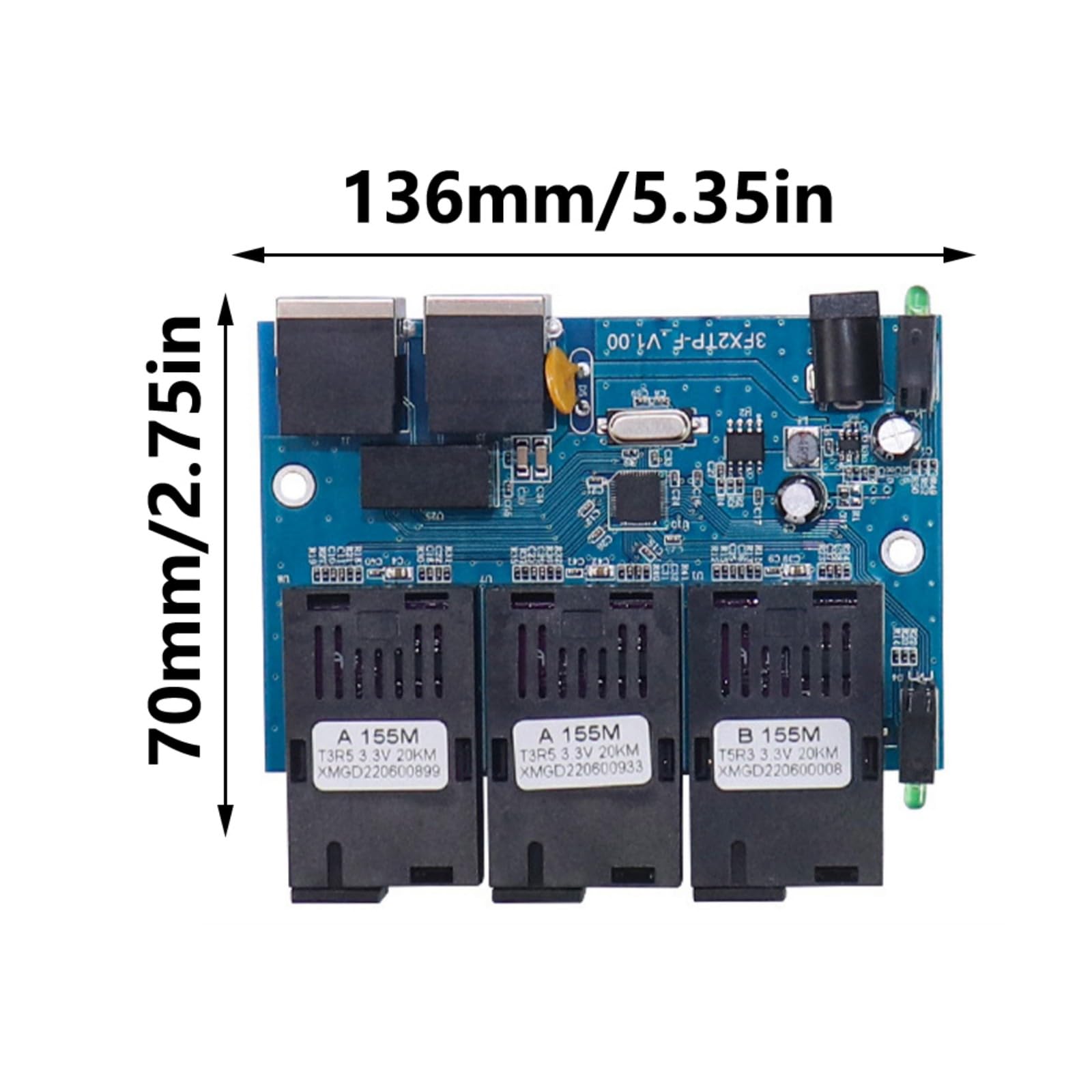 Convertisseur de commutateurs Ethernet 10/100 m Commutateurs inversés Sortie 3 ports Alimentation Ethernet Fibre Optique Media Converter
