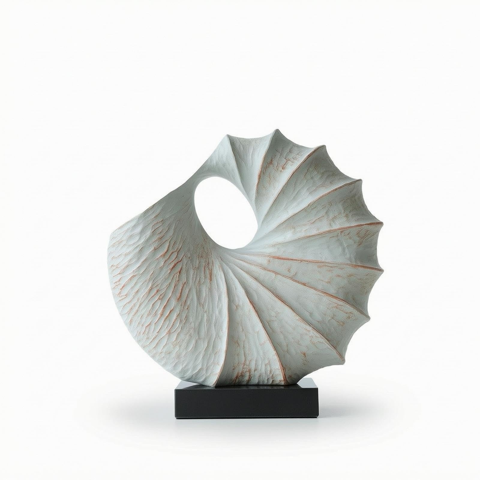 Shell Sculpture Distressed Sculpture with Base Textured Shell Decor for Decorators, Homeowners, Console Table, Living Room, Bookshelf-image-43