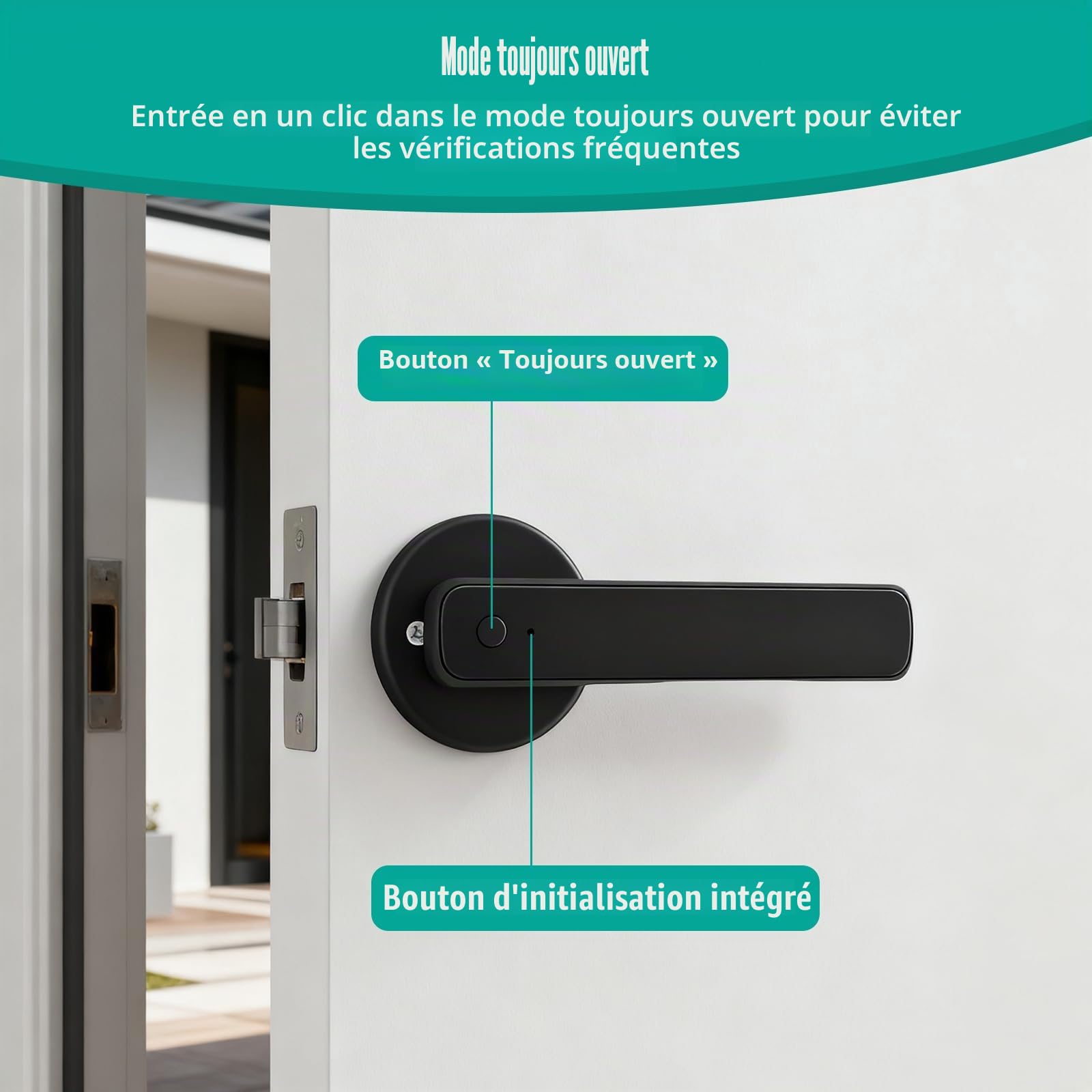 Serrure de porte intelligente, serrure de porte d'entrée à empreintes digitales, serrure de poignée de porte numérique avec diffusion vocale, déverrouillage par application, deux clés, convient pour