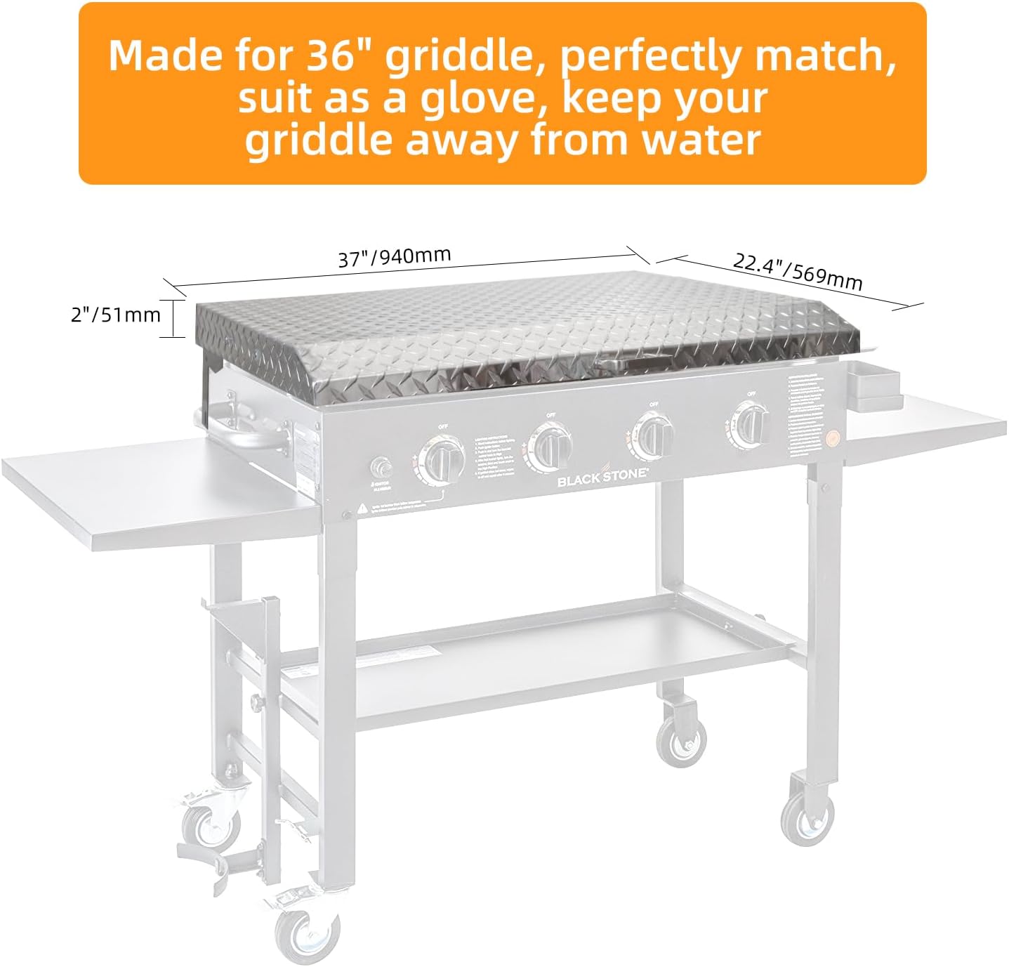 Premium Grade Hinged Aluminum Griddle Cover, Upgrade Design Compatible with Blackstone 36 inch Griddle, 36 inch Blackstone Grill Cover, Grill Lid, Easy to Flip, Low Maintenance, Dust and Water Proof