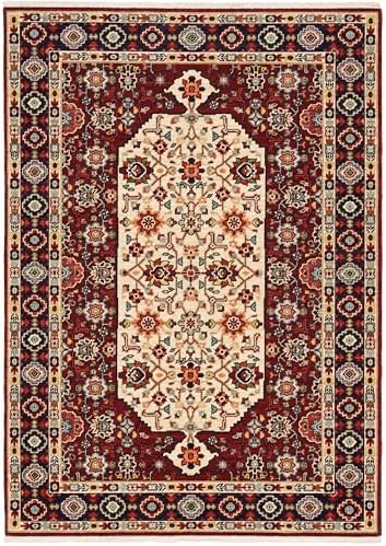 Oriental Weavers Lilihan Wool Blend Area Rug - 1802W - 5'3" x 7'6" - in Red/Ivory - Vintage Inspired, Wool Blend, Bedroom, Office Rug