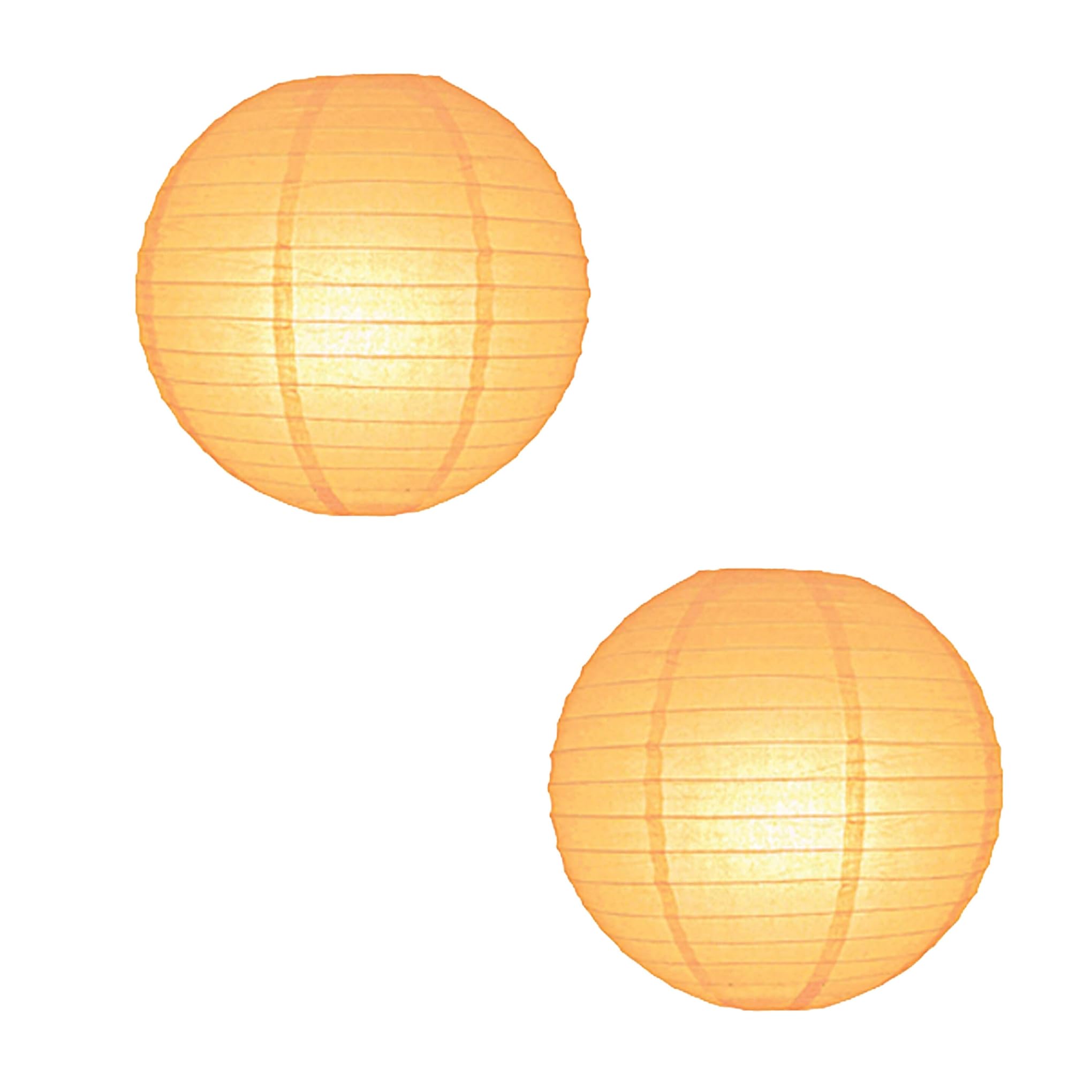 Loxton Lighting Pack of 2 Coloured Wire Paper Lantern Shade Pendants (14inch 35cm Dia) (Peach)