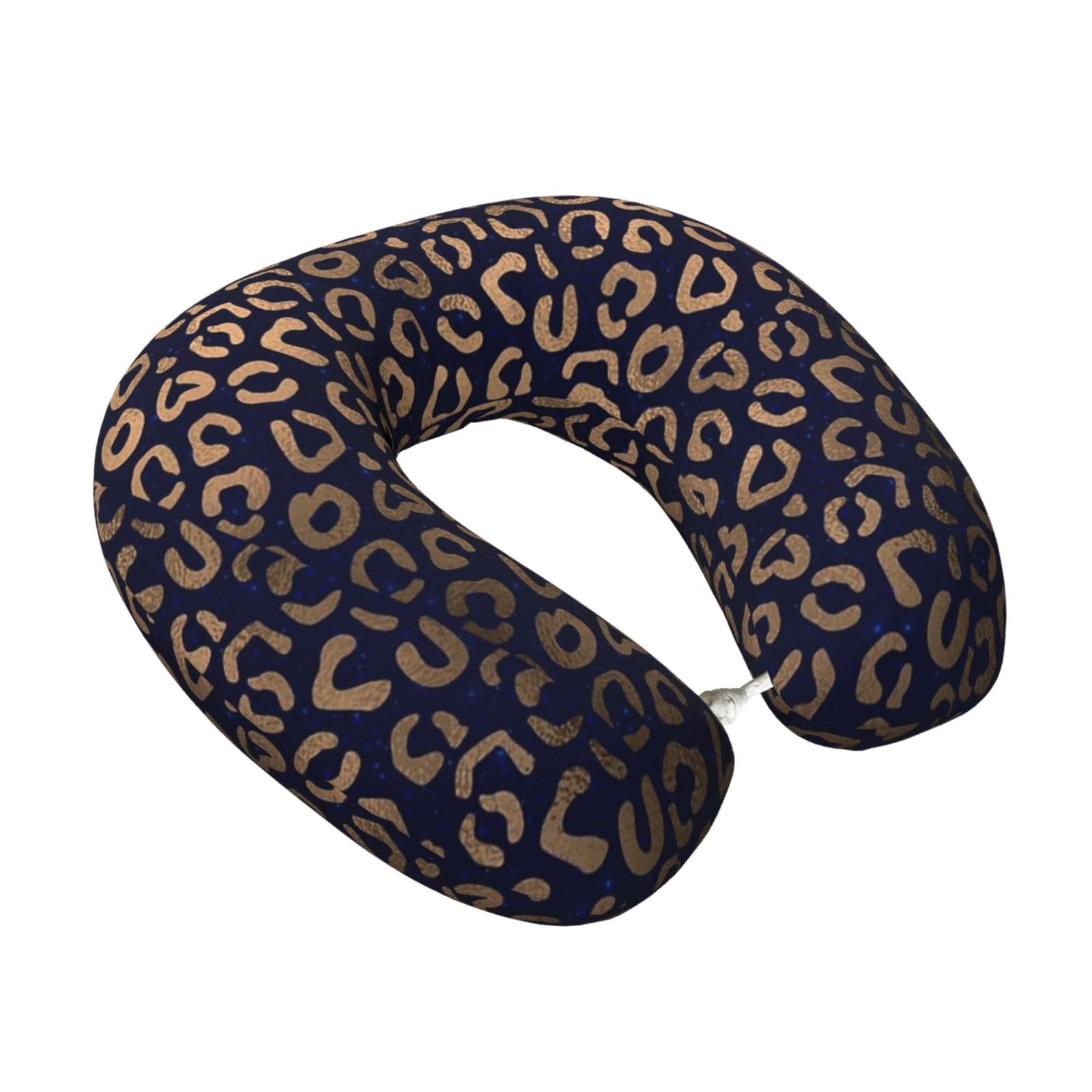 LKYMOH Copper And Leopard, Travel Neck Pillow U-Shaped Memory Neck Support Soft Comfortable With Washable Cover For Airplane Car Traveling and Office