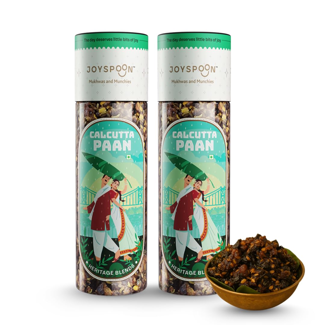 JOY SPOON Calcutta Paan Mukhwas Mouth Fresheners | Traditional Meetha Paan Mix | Supari-Free Sweet Pan | After Meal Snacks | No Artificial Colors or Preservatives | Pack of 2 100G