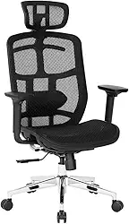 Cadeira Escritótio Ergonomica DT3 Diana em Mesh Vidartex, apoio de cabeça 3D, Braço 3D, apoio lombar 2D - Ajuste manual de altura e profundidade, suporta até 120 e altura máx.1,85m (Black)
