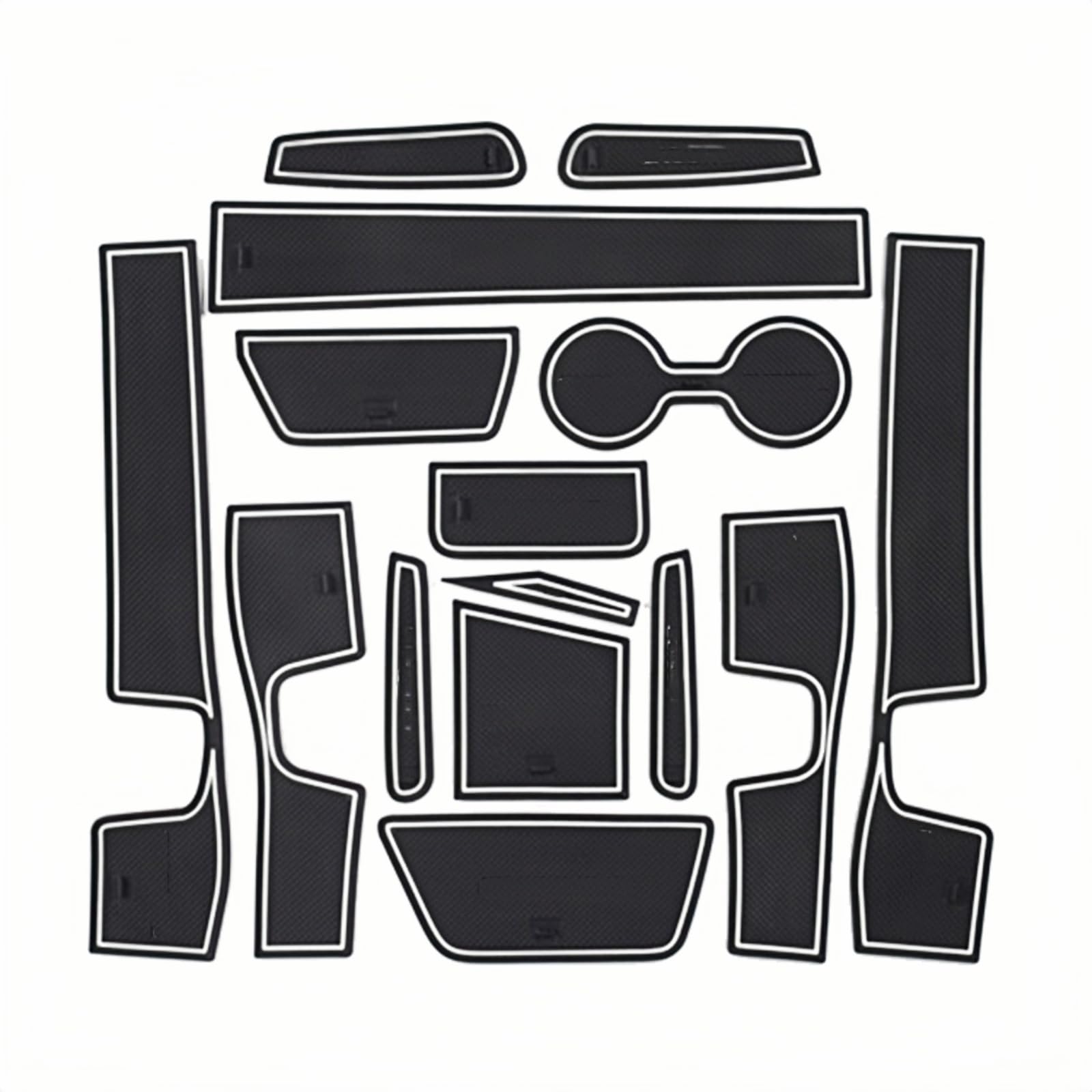 Car Door Groove Mats for Buick Encore 2020, Cup Holder Liner Non-Slip PVC Rubber Pad Set Waterproof for Door Slots Center Console,White