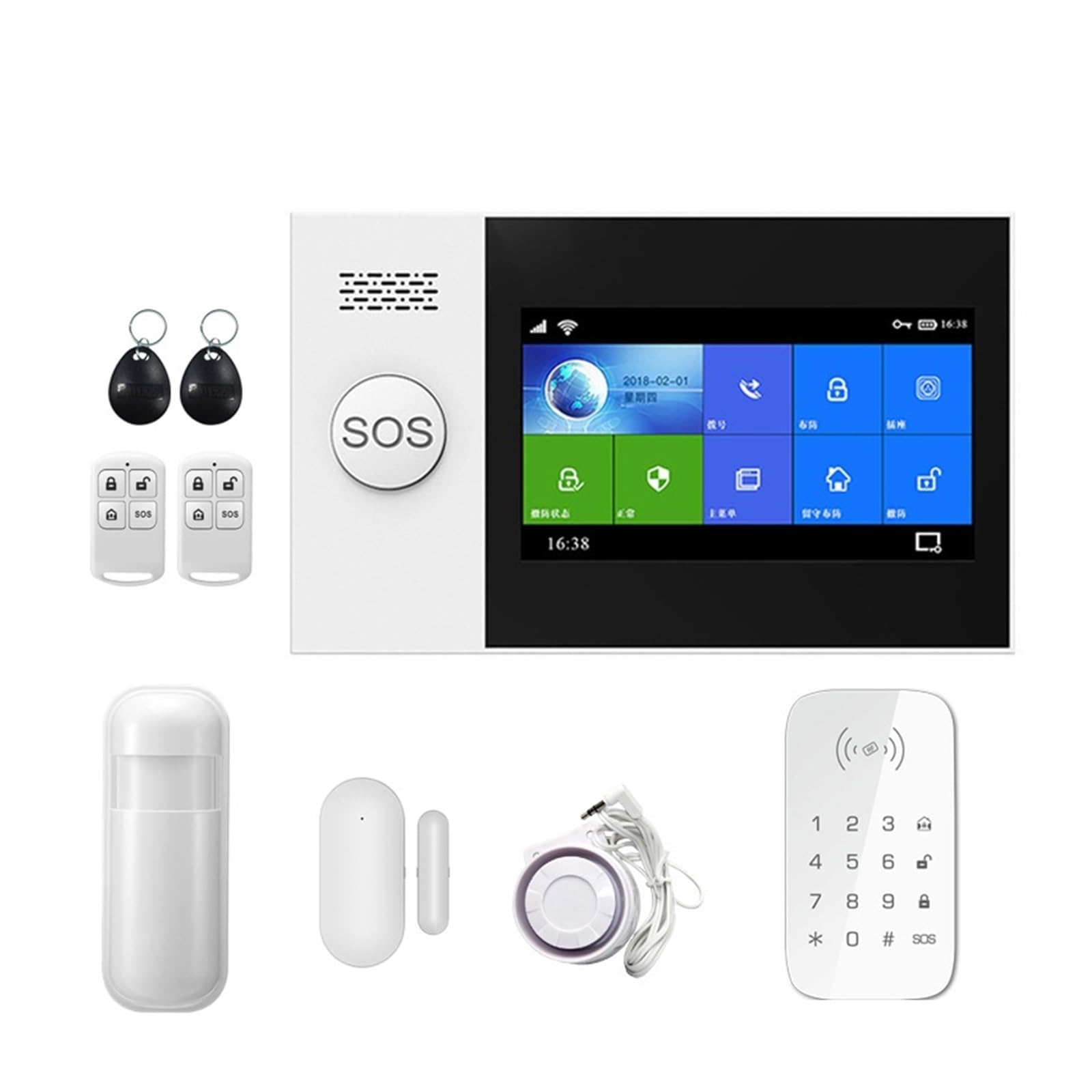 Sistemi di Sicurezza per La Casa 4G Tuya Wireless Home WiFi gsm Sicurezza Domestica con di Allarme antifurto sensore rilevatore di Movimento(W.)