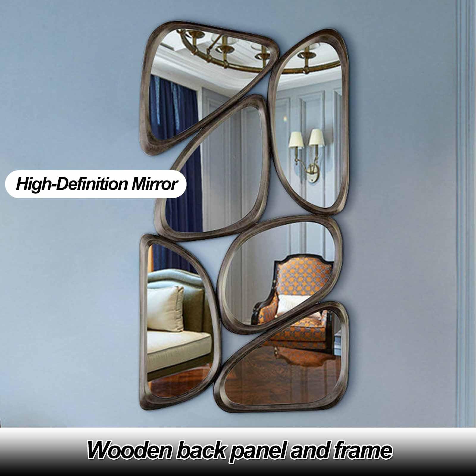 Antiker Wandspiegel, Holzspiegel für das Badezimmer, Kreativer Wand-Dekorspiegel, Hängende Wanddekoration (47,24 x 23,62 Zoll)