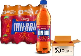 IRN-BRU Sparkling Soft Drink 500ml Bottles   Pack of 12 | Mixed Flavours Zero Cherry, Ice Cream & XTRA | Fizzy Scottish Soda Bulk Pack CHERRY 12 X 500ML