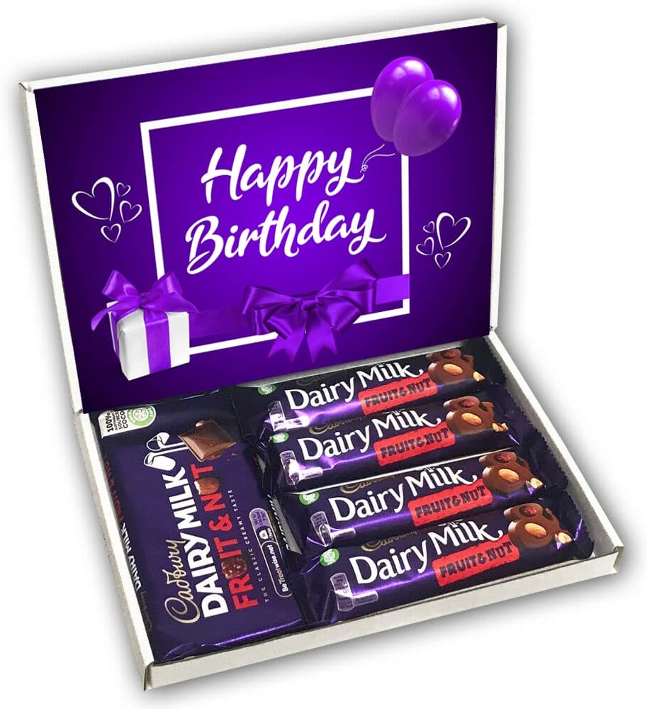 Dairy Milk Fruit and Nut Chocolate Bars Gift Box Hamper Birthday Present (BIRTHDAY PURPLE