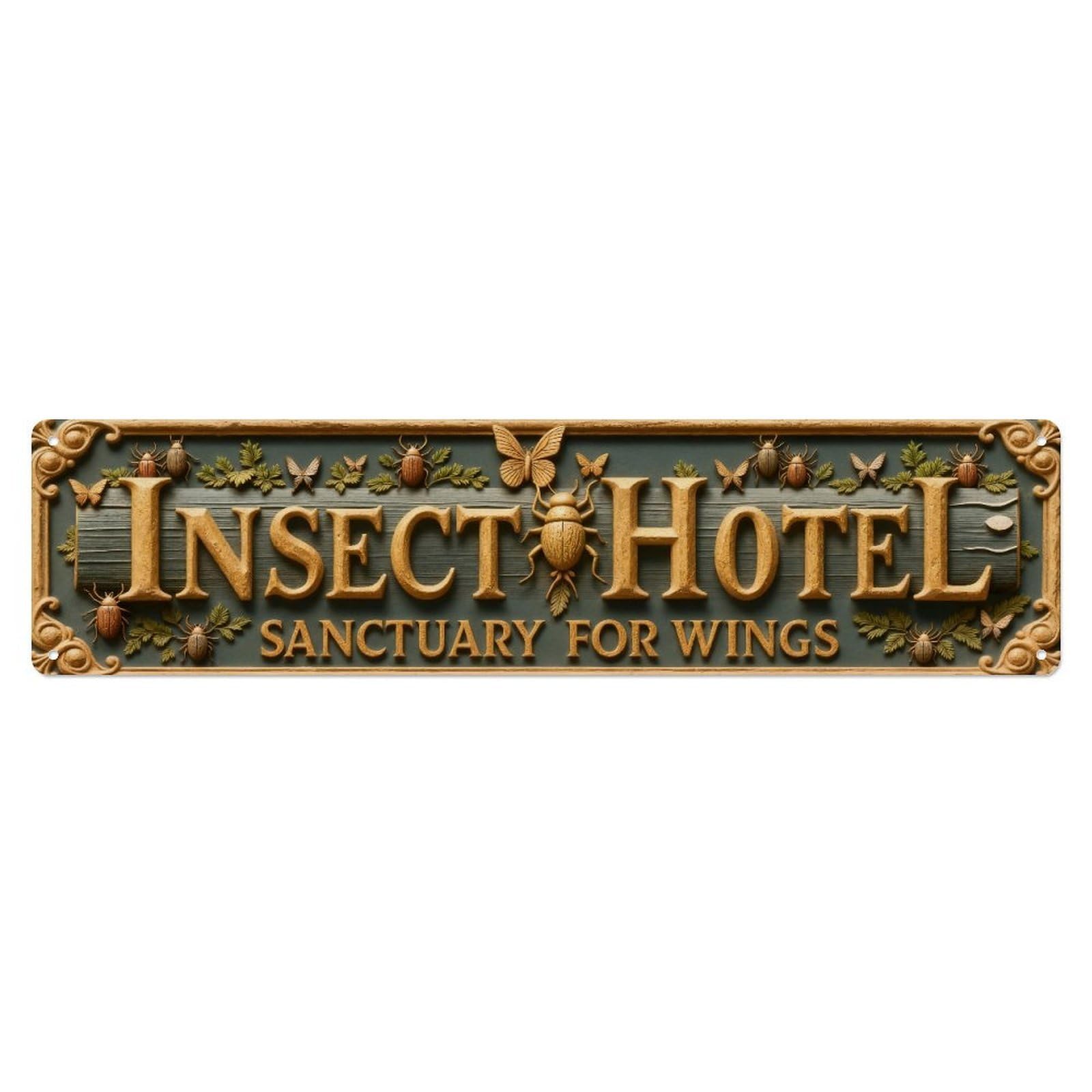 Insect Hotel Sanctuary For Wings Metal Tin Sign Plaque