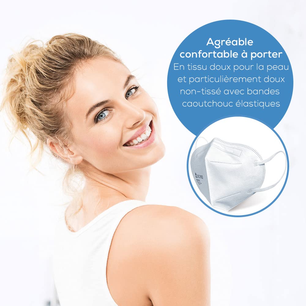 Beurer MM 50 FFP 2 - Mascarilla de 5 capas para filtrar el aire inhalado y exhalado, protección adicional contra gotas y microorganismos (40 unidades)