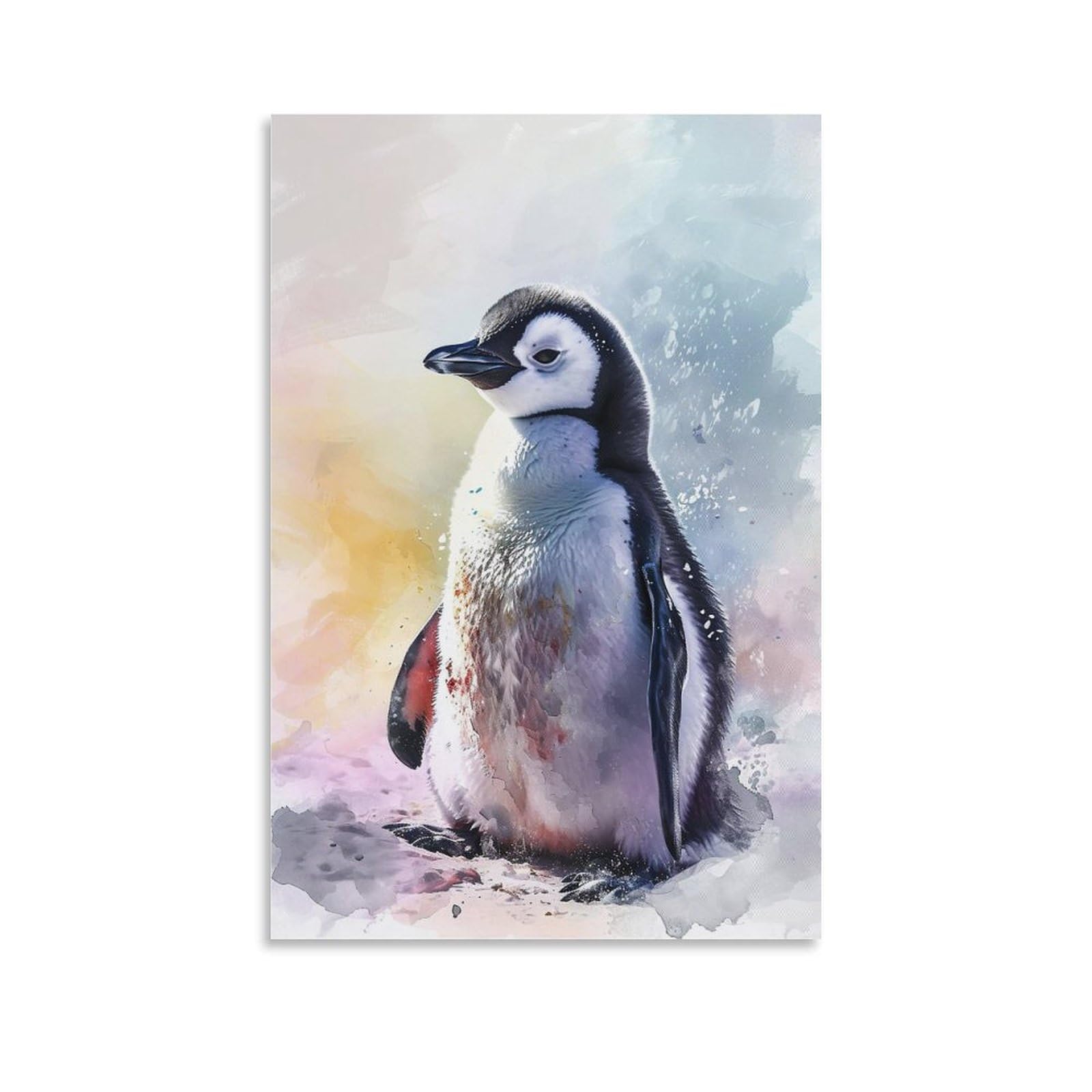 Amazon.co.jp: 絵画 かわいいペンギンの水彩画インテリア 絵画
