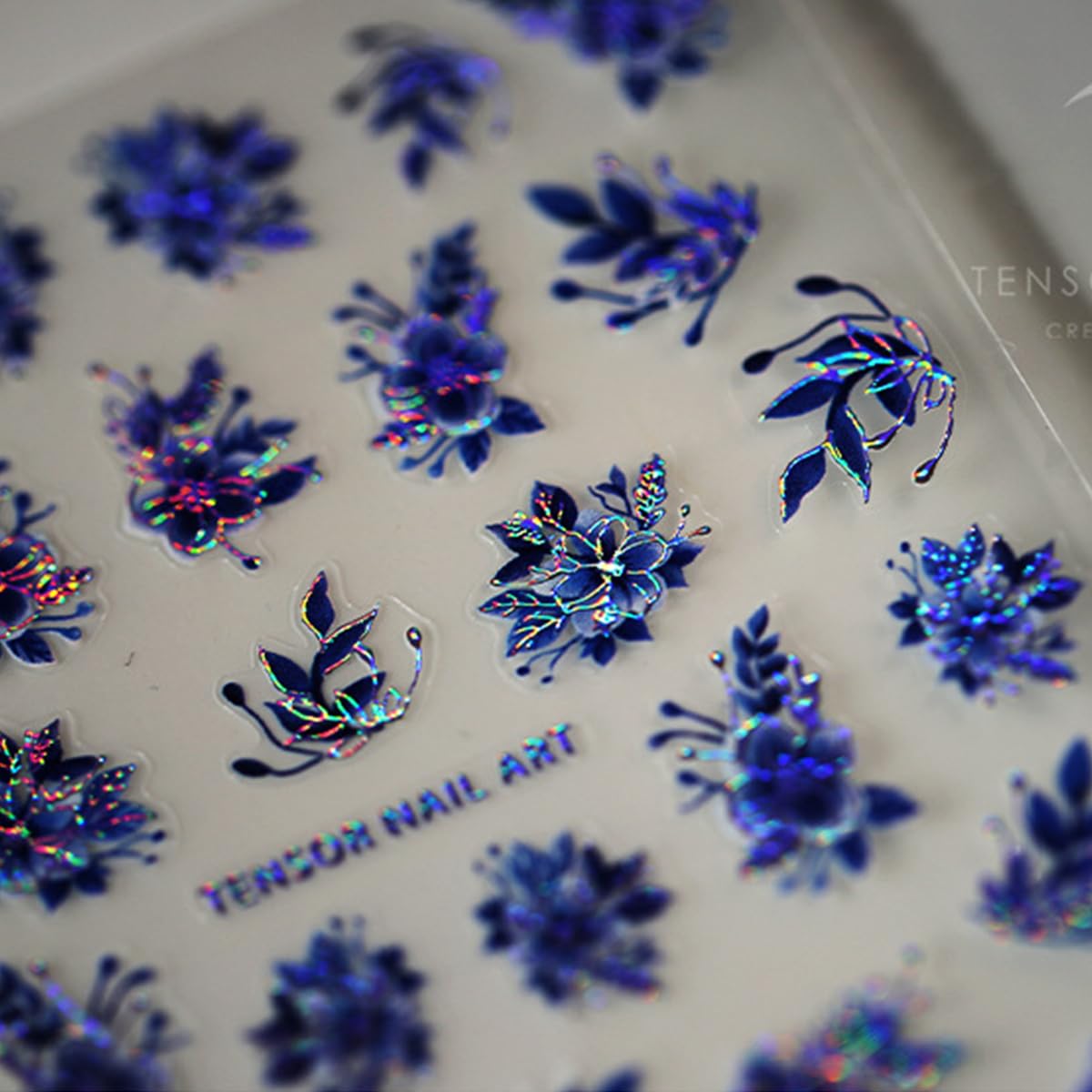 5D Embossed Flower Nail Stickers for Nail Art Self Adhesive Blue Floral Nail Decals Spring Summer Nail Art Stickers Decoration Accessories for Women