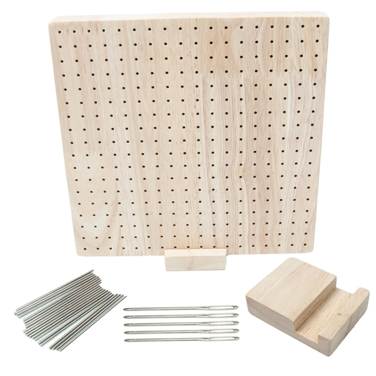 Artibetter Blockierbrett zum Häkeln Holzbrett für Häkelprojekte Steckbrett mit Nadeln Handarbeitszubehör für Stricken und Häkeln Quadratisches Blockbrett aus Robustem Material