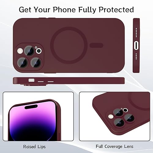 Miniatura 4 de Funda magnética para iPhone 14 Pro Max para mujer, diseño mate de lujo suave con brillo metálico con protector de lente de cámara, compatible con
