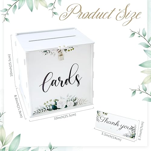 Miniatura 2 de OurWarm Caja de tarjetas de boda blanca con cerradura, caja de tarjeta de regalo de PVC para recepción de boda, caja de tarjetas de regalo de