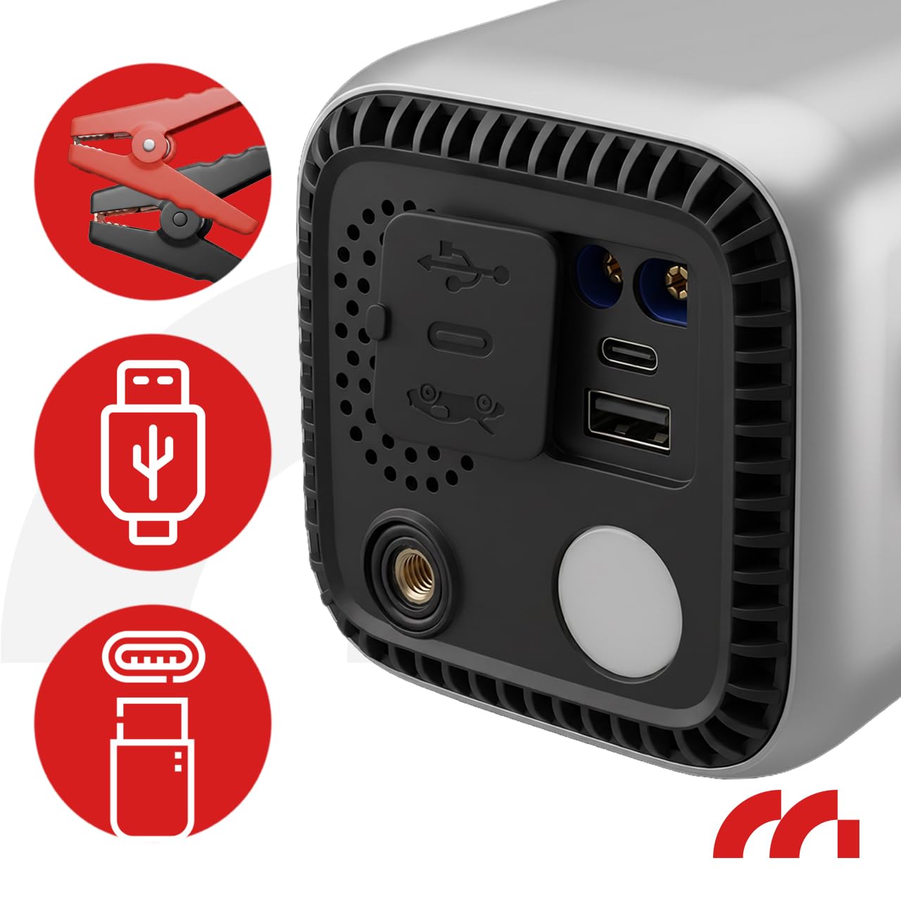 MalTec Jump Starter samochodowe urządzenie rozruchowe 1000 A z kompresorem 150 PSI (10,3 bar), powerbank samochodowy akumulator 8000 mAh, światło LED, rozruchowy booster akumulatora, przenośne