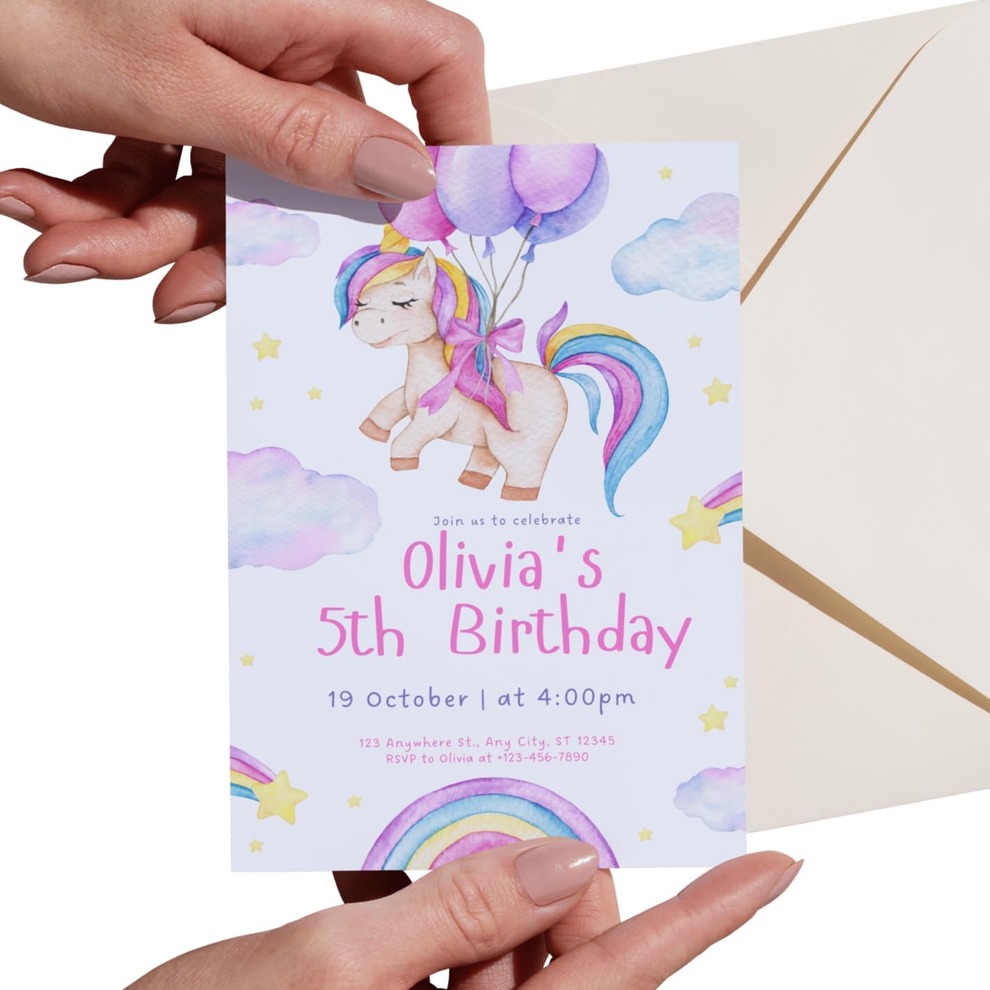 Personalized Kids Birthday Party Invitations - For Boys and Girls with Designs for All Ages - Premium Heavyweight Cardstock or Gloss - Customizable Names & Details - 5x7 Professional Print (Birthday #7)