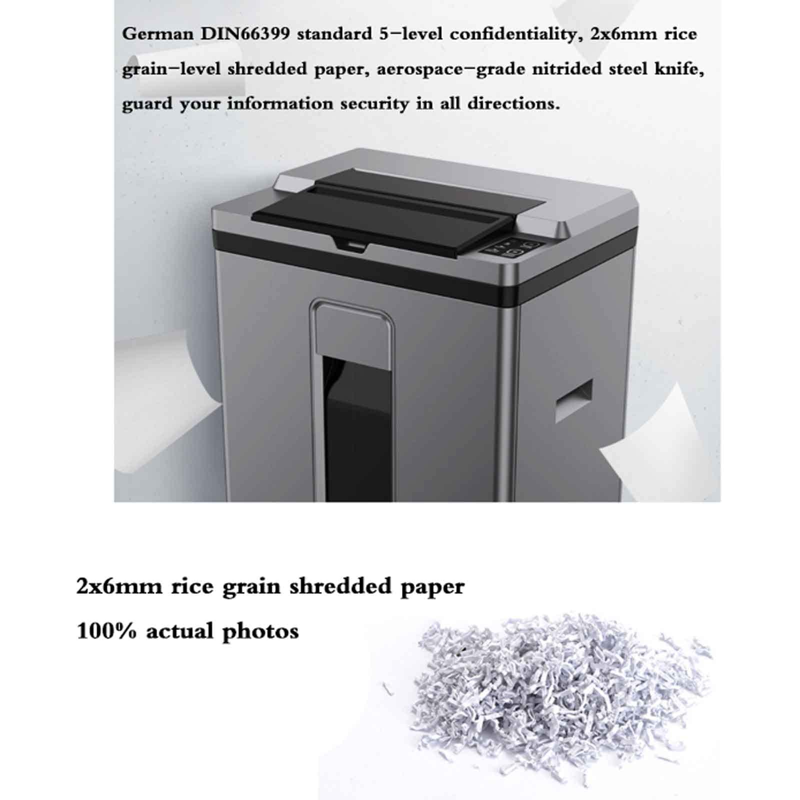 Distruggidocumenti Automatico a Taglio Incrociato da 160 Fogli, distruggidocumenti Commerciale per Ufficio, riservatezza di Livello 5, (Manuale 8 Fogli per 30 Minuti, Carte triturabili da 25 Litri)