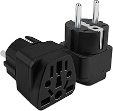 Pack of 2 socket adapters, US to EU adapter, UK adapter to EU, universal adapters, international plug adapters for German...