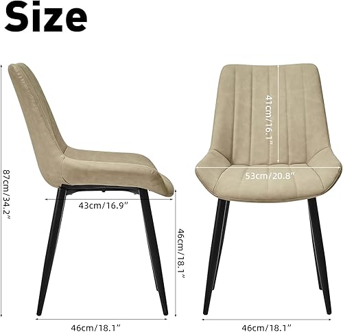 Miniatura 3 de Juego de 4 sillas de comedor, diseño lineal moderno de piel sintética con patas de metal, silla de 16.9 pulgadas de ancho de asiento para cocina,