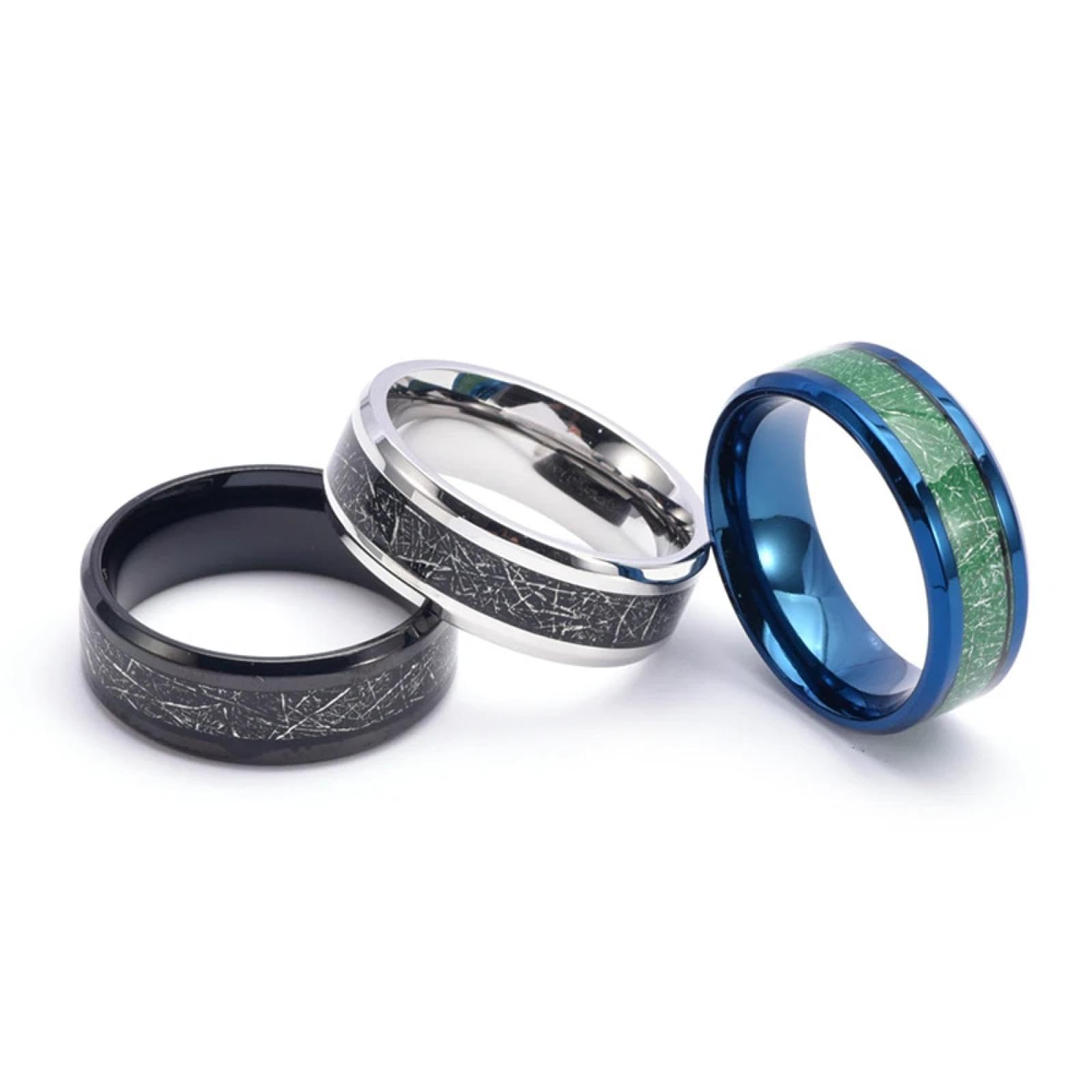 Ring Ringe Damen Bijouterie Herren 8 Mm Mattschwarzer Ring Für Männer, Sportlicher Hypoallergener Schmuck Mit Strukturierter Einlage, Unisex-Band, Fitness-Zubehör