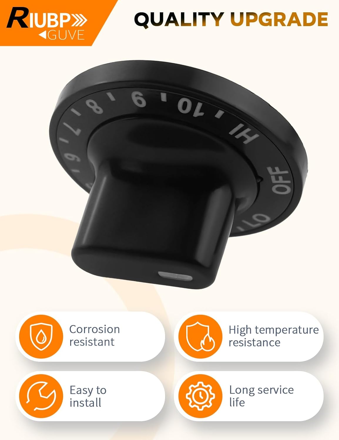 12200035 Range Surface Burner Knob Fit for Whirlpool, Kenmore and Jenn Air 4PCS, Plastic