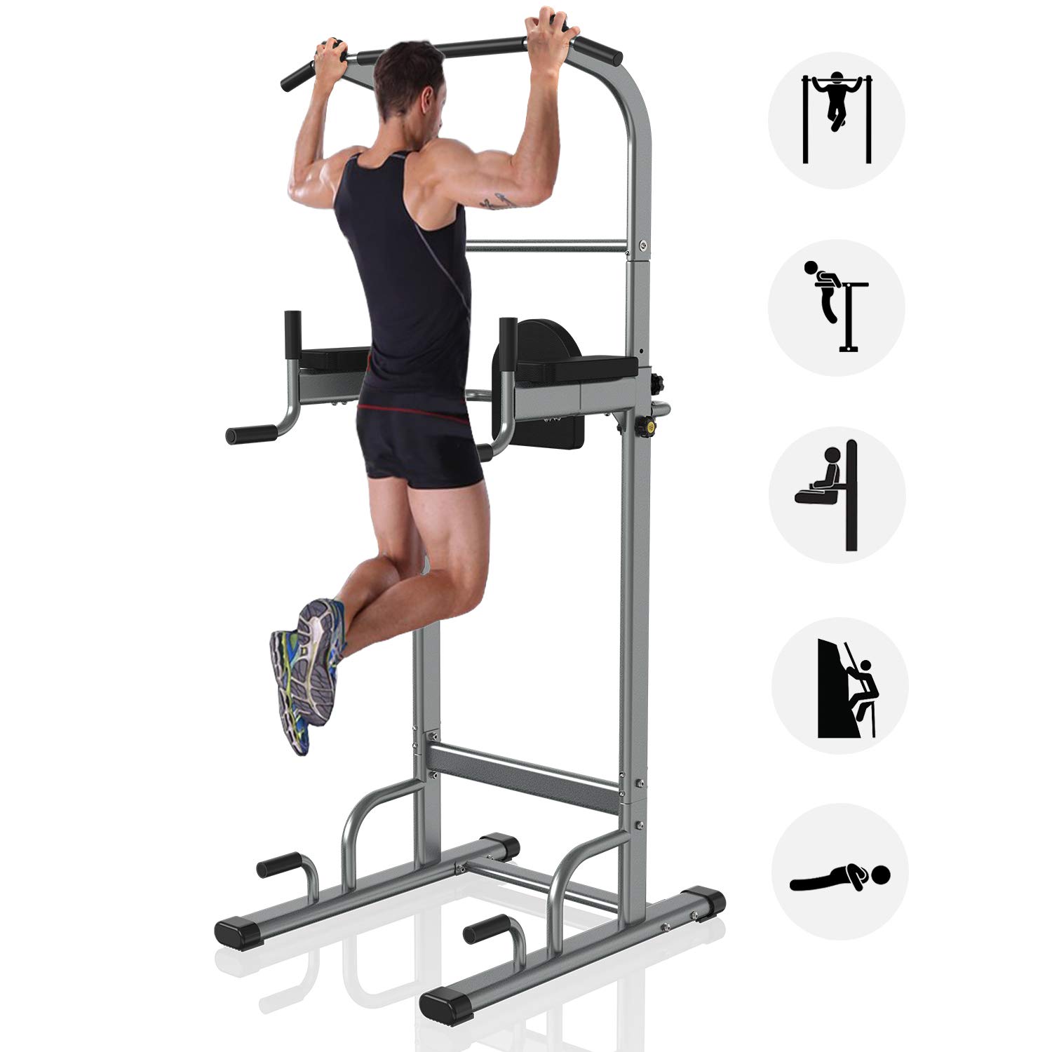 YouTen Adjustable Power Tower 74 4 -94 9 Multifunction Dip Stands Strength Training Pull up Bars Free Standing