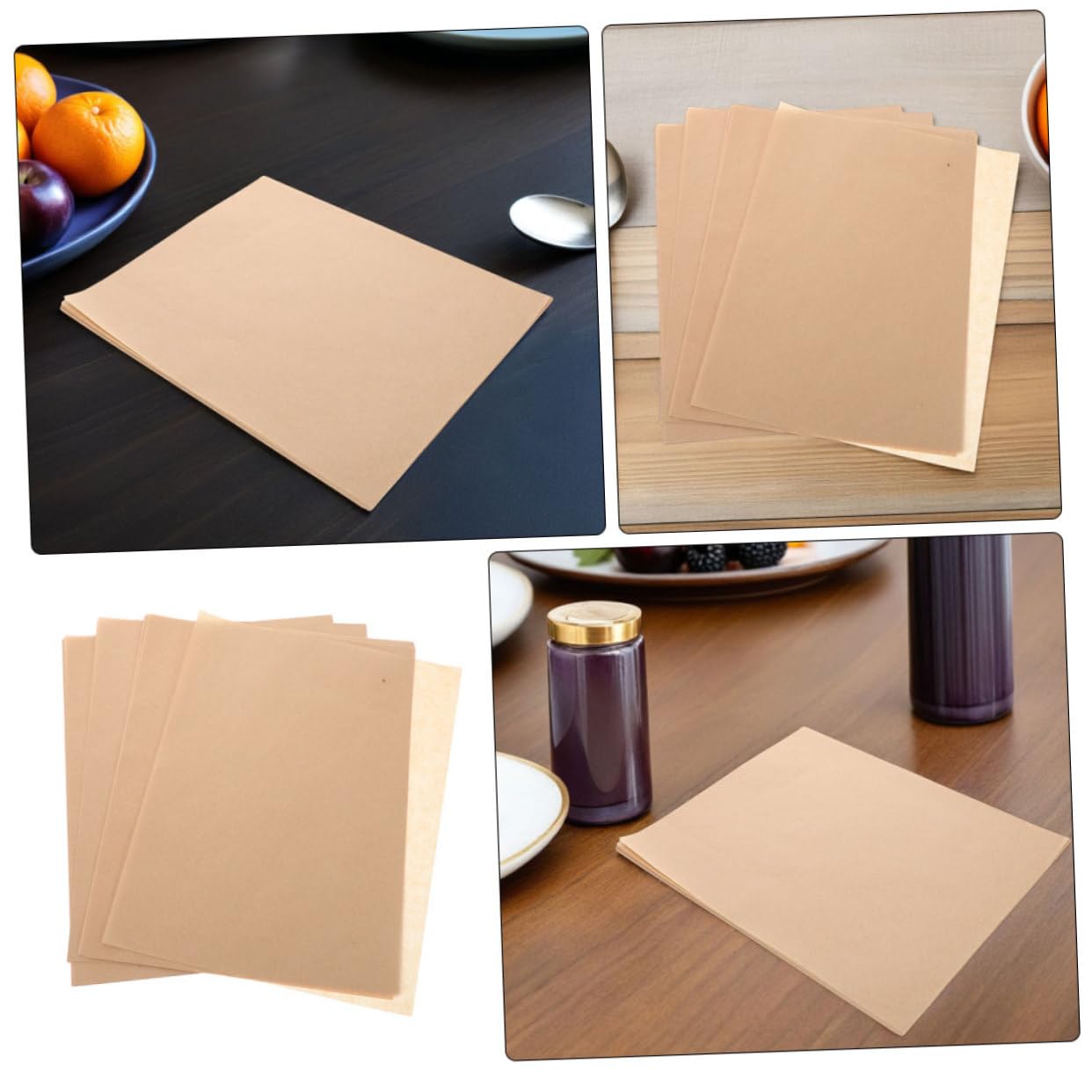 Papier Sulfurisé Cuisine 500 Pcs Kaki pour Cuisson et Service