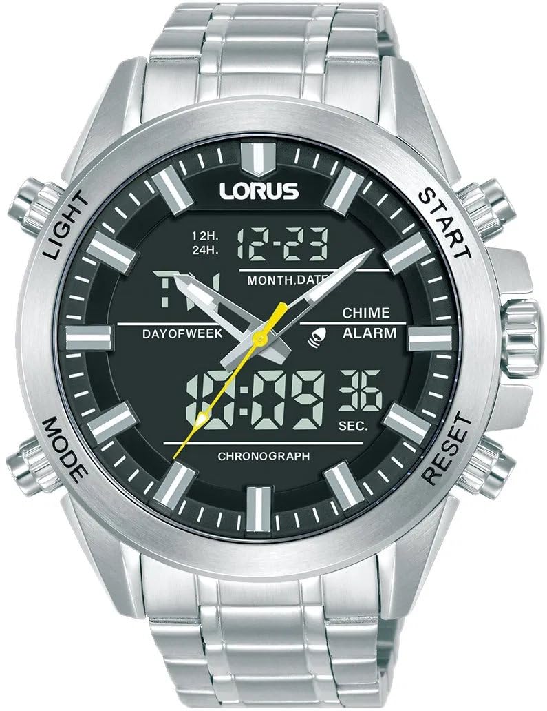 Lorus Men's Watch with Black Dial and Siler Bracelet RW663AX9