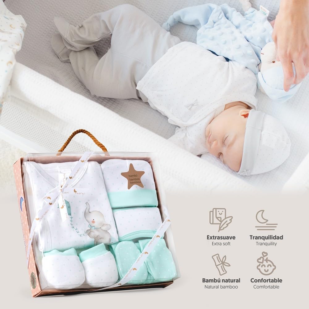 Interbaby Set Regalo Bebé 5 Piezas, modelo Elefantito, Verde