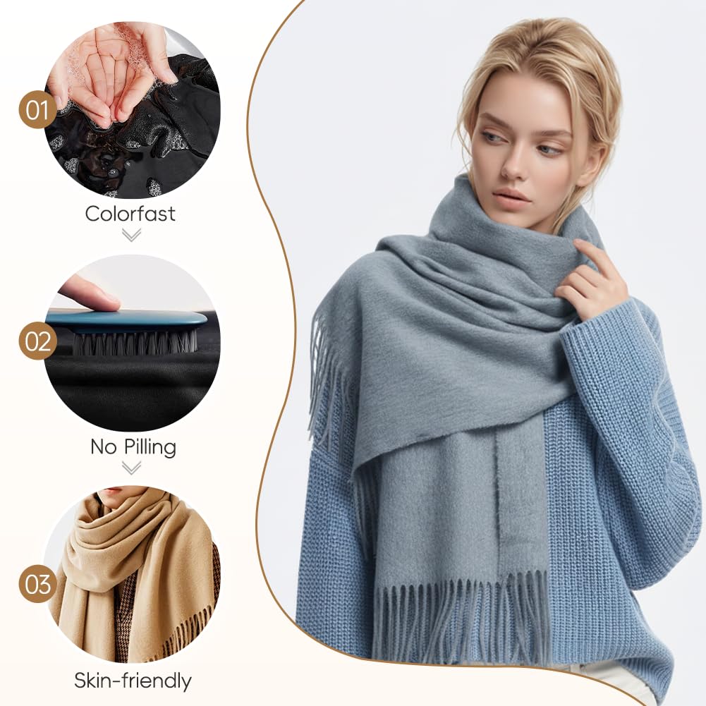 Bufanda de Lana para Mujer 200×70cm Tacto Cachemira Invierno Grande Suave Caliente Regalo con Caja Chal y Manta Elegante