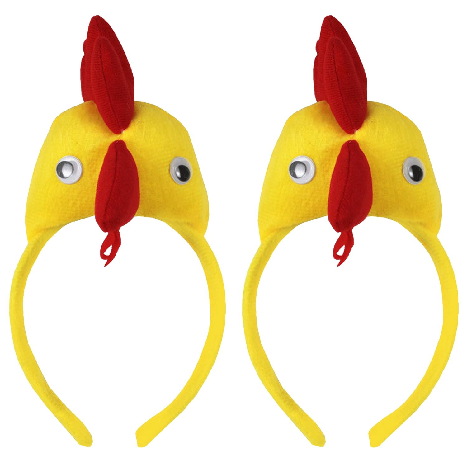 NAUZE 2Pcs Chicken Headband Set Fluffy Rooster & Easter Chick Hair Hoop Soft Plush Hen Costume Headwear Farm Animal Fancy Dress Accessory for Halloween Birthday Party Cosplay