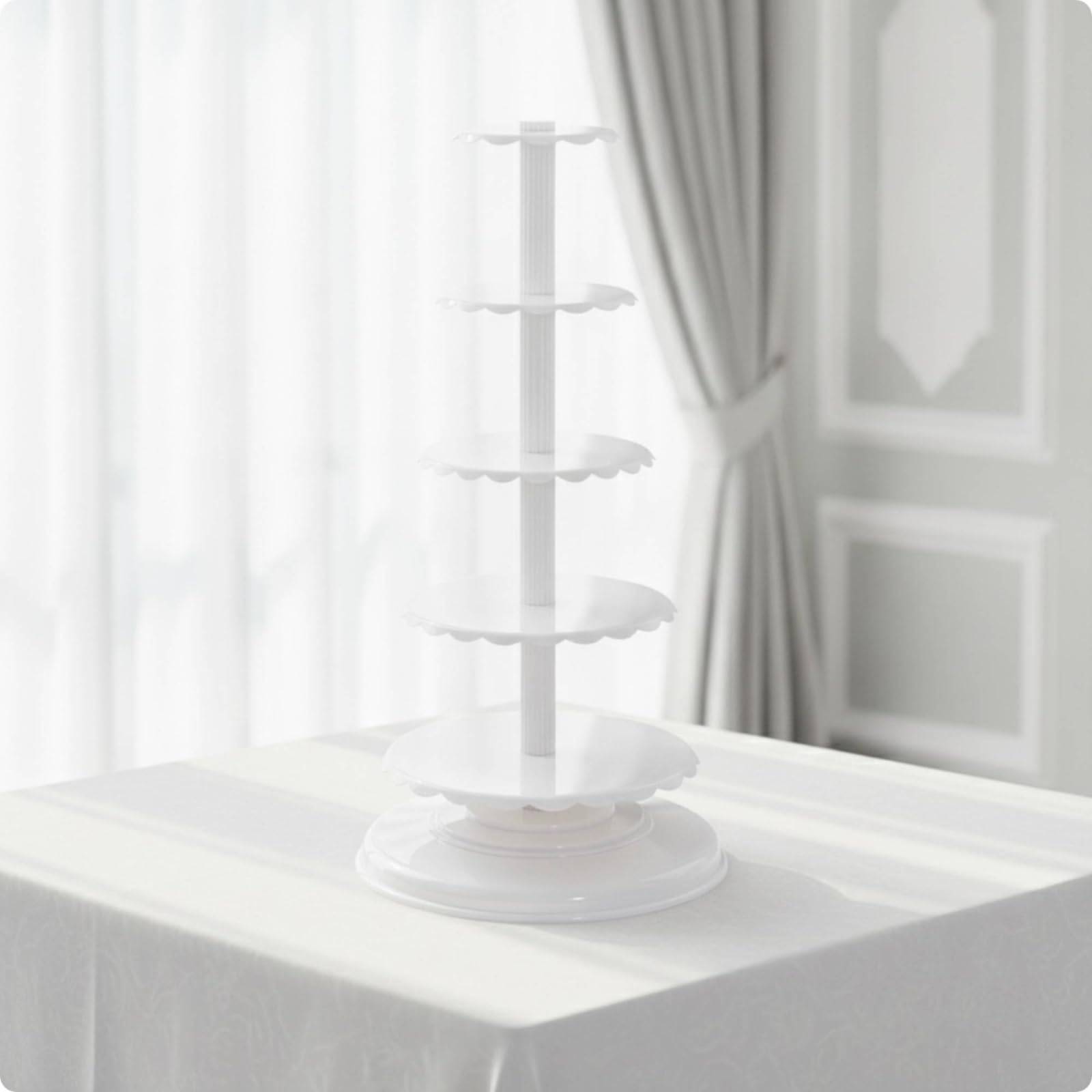 Baoblaze Présentoir à sserts à Six Niveaux avec Colonne Centrale Haute et Socle Large pour Exposer Gâteaux et Tartes Lors Réceptions et Événements Professionnels