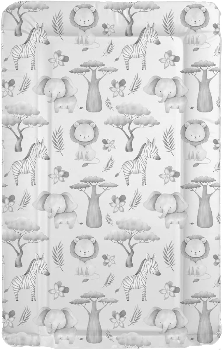 Sunnybabies Baby Changing Mat, Waterproof, Multiple Nursery Designs, Unisex Patterns (Safari Grey)