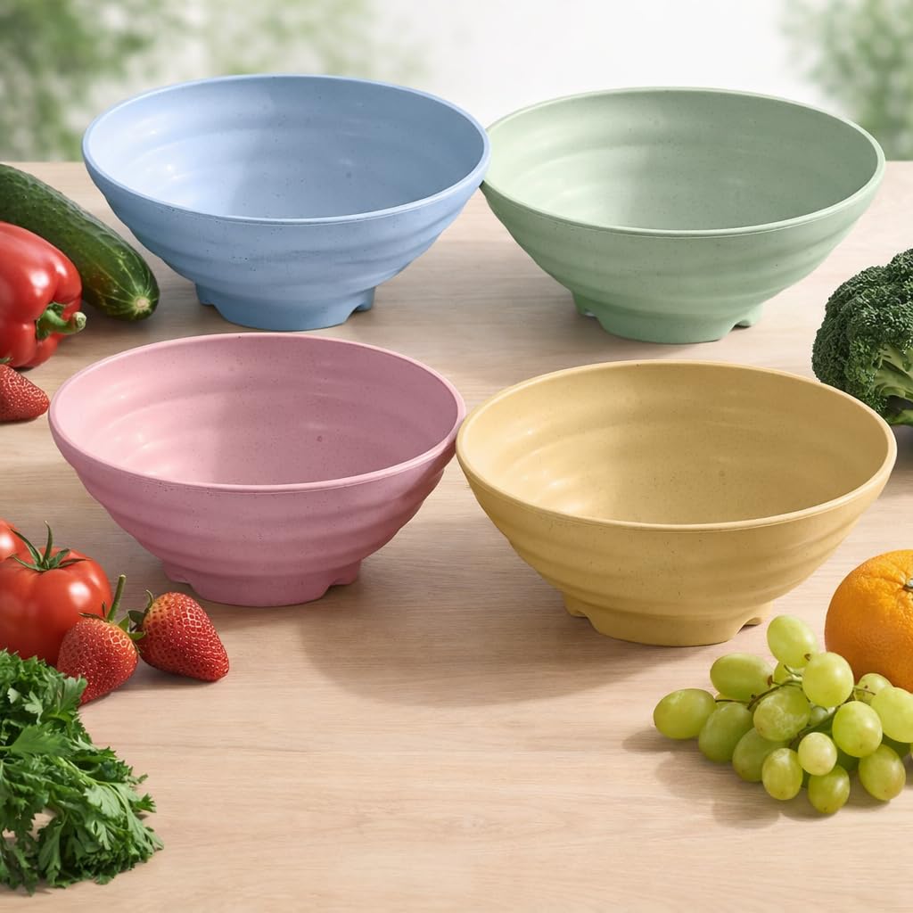 Wheat Straw Salad Bowls Set (900ml) – Large Microwave Safe, Unbreakable & Stackable Bowls for Salad, Soup, Ramen – BPA-Free, Eco-Friendly, Lightweight Serving Bowls for Kitchen (6, Green) — Amazon image 25
